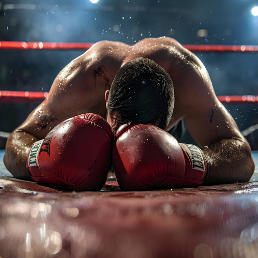 Vibrant Defeat - Striking Print of a Boxer on the Canvas