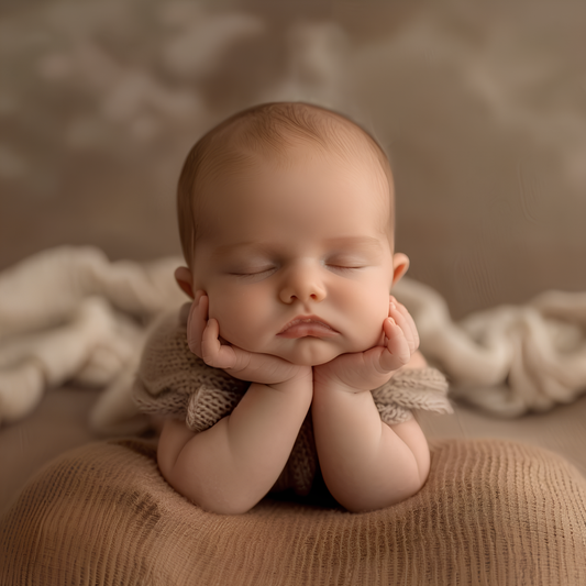 Adorable Baby Poster - Cute Infant Propping Up Her Head in Hands