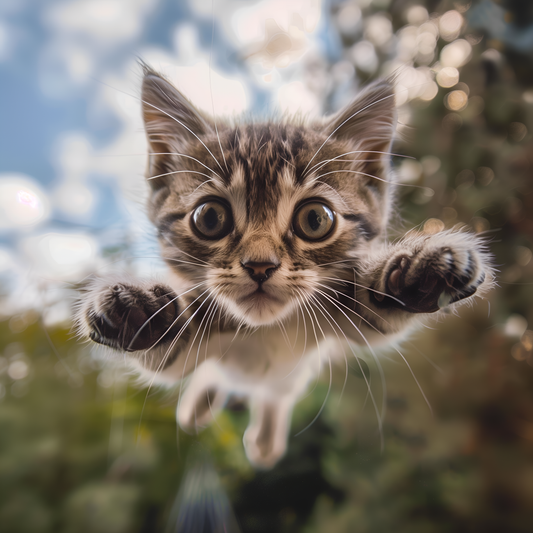 Colorful Flying Kitten Print - Whimsical and Adorable Wall Art