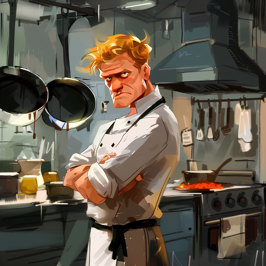 Grumpy Chef in His Kitchen