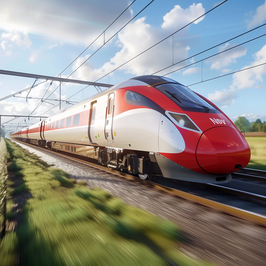 High-Speed Train Through Countryside Art Print | Modern Transportation Wall Art