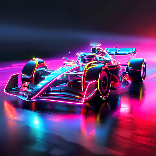 Vibrant Racing Car Print - Modern Formula One-Inspired Artwork