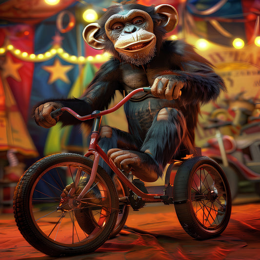 Monkey on a Tricycle Poster - Perfect Wall Art for Kids' Rooms or Playrooms