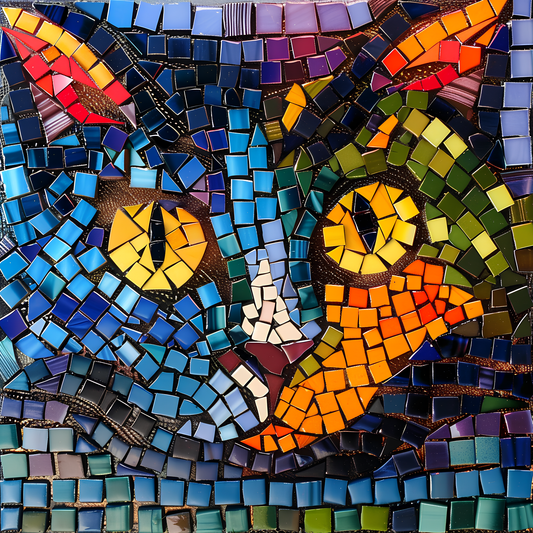 Stunning Digital Mosaic Cat Art Print Digital Download