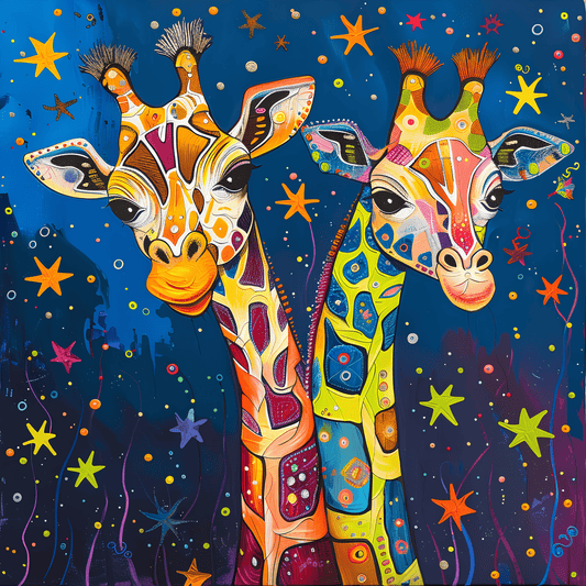 Vibrant Acrylic Style Giraffe Print | Colorful Animal Wall Art