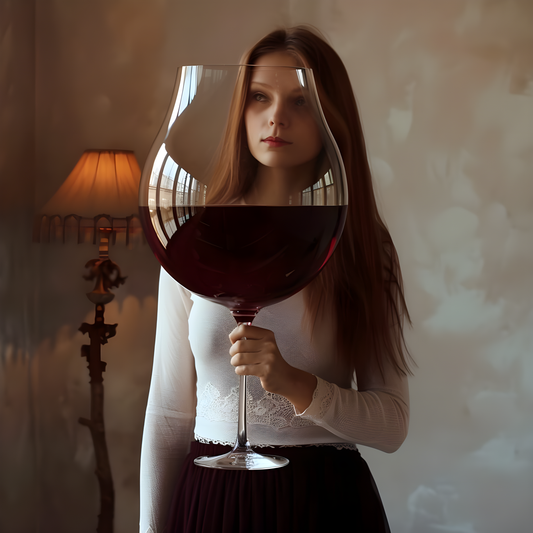 Chic Woman with Oversized Wine Glass Art Print