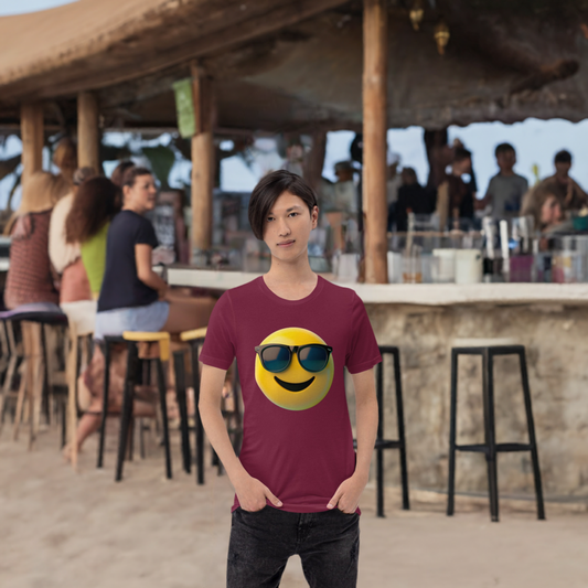 Cool Smiley Face with Sunglasses Relaxing Summer Vibe T-Shirt.