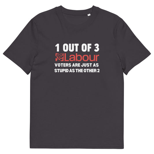 Funny Political Labour Voters T-Shirt - "1 Out Of 3 Labour Voters Are Just As Stupid As The Other 2" - Anti Labour Party Tee - Political Satire Shirt