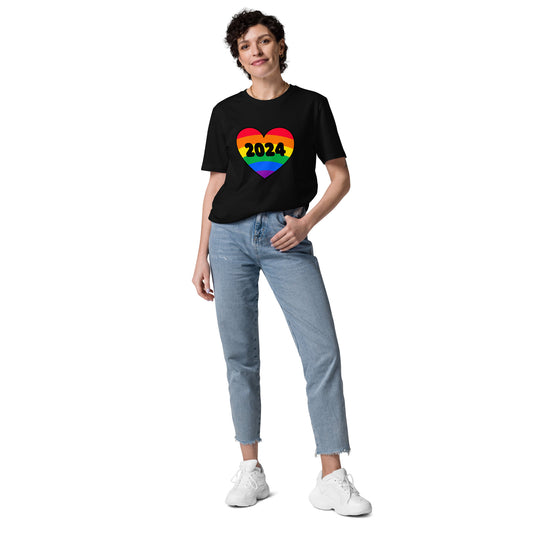 Pride 2024 Heart Design T-Shirt - Organic Cotton Tee Shirt.