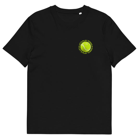 Organic Cotton Tennis Pocket Tee - "Let's Play Tennis" Design - Eco-Friendly Sports Fan Shirt