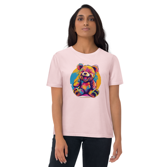 Organic Cotton T-Shirt with Laughing Teddy Bear Design - Paulton Designs Exclusive