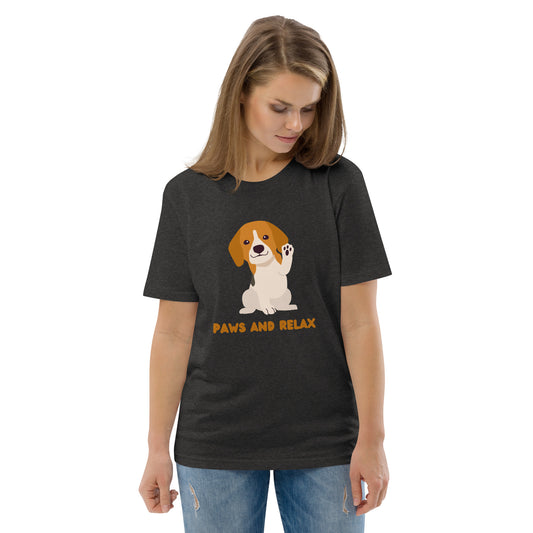 Cute Dog Organic T-Shirt - "Paws and Relax" Design | Adorable Pet Lover Tee