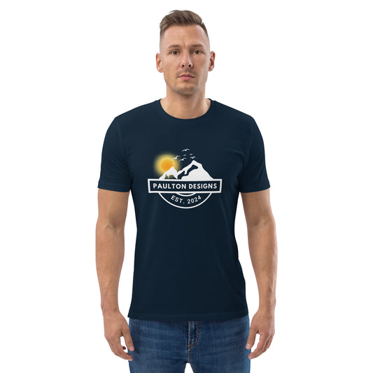 Organic Cotton T-Shirt with Mountain and Sunrise Design - Exclusive Paulton Collection