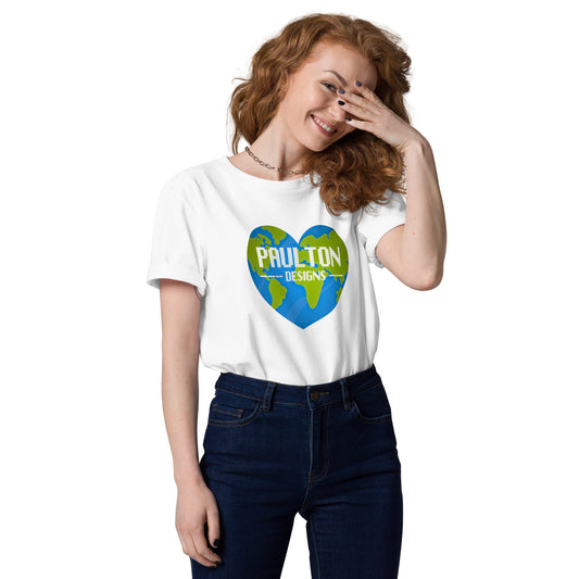 Organic Cotton "Love the World" T-Shirt with Heart-Shaped World Map - Paulton Collection