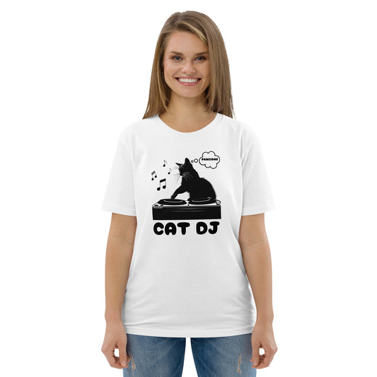 Funny CAT DJ Eco-Friendly T-Shirt - Cat DJing with Turntable