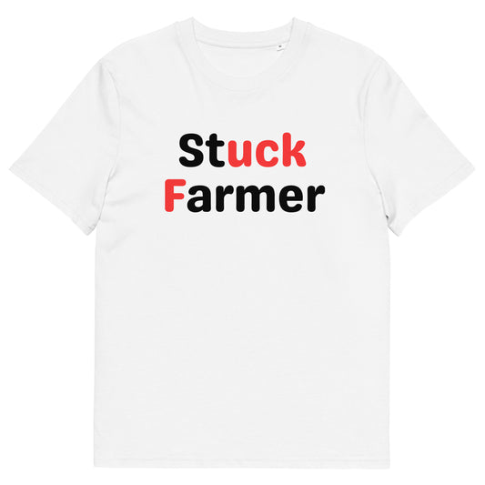 "Stuck Farmer" Anti-Keir Starmer Protest T-Shirt – Bold Political Statement Apparel (Black Text)