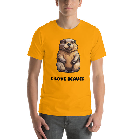 I Love Beaver funny adult mens t-shirt - Express your love for beaver with a dash of humour!