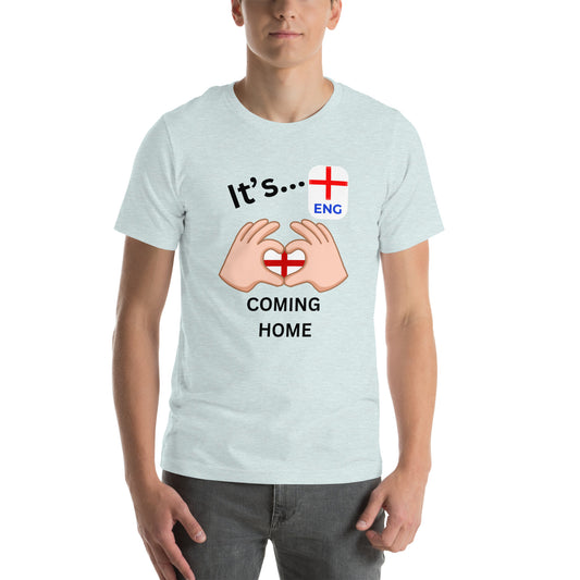 England Euro 2024 T-Shirt - "It's Coming Home" - Support Your Team in Style! (Black text.)